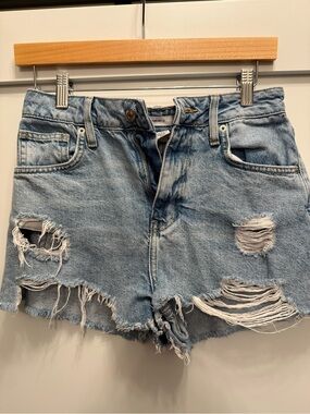 Forever 21 Light Blue Distressed Denim Festival Shorts